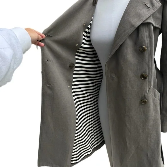 Gryphon New York Grey Hoodie Trench Coat Small Excellent used Condition - Picture 13 of 16